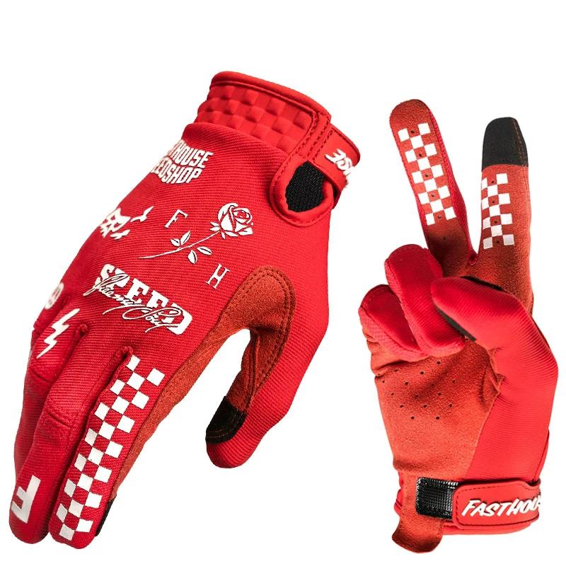 2024 Touch Screen New Red Black Men's and Women's Full Finger Thin Bicycle Mountain Cross-Country Outdoor Sports Riding Gloves