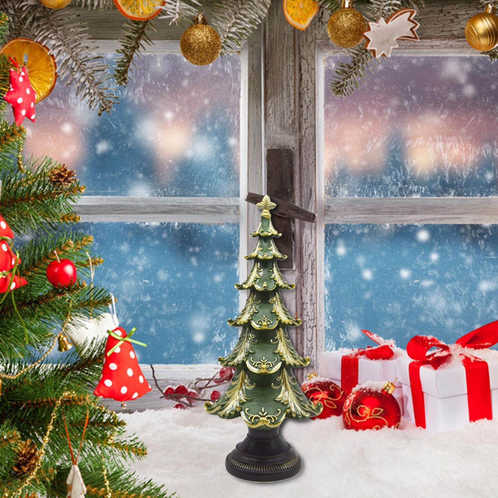 

Christmas Tree Figurine Xmas Tree Statue Landscaping Desktop Decoration Table Centerpiece Christmas Sculpture for Bookshelf, зелёный