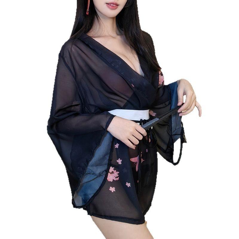 Sex Underwear Large Size Kimono Suit Perspective Bathrobe Uniform Free Passion Temptation Sex Clothes