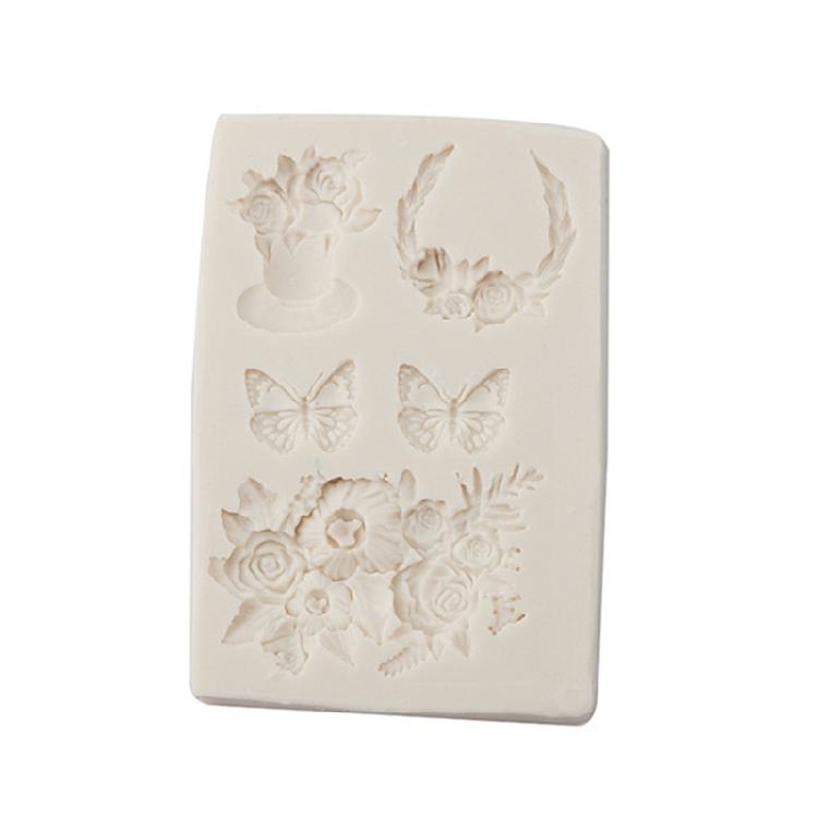 3D Flower Butterflies Silicone Mold Fondant Cake Border Moulds Chocolate Mould 1
