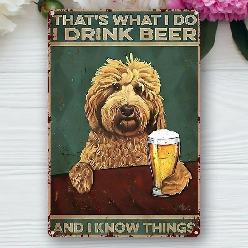 

Vintage Goldendoodle Beer Humor Metal Sign Rustic Iron Wall Art for Man Cave Bar Garage Charming Design with Engli aluminum 20x30cm