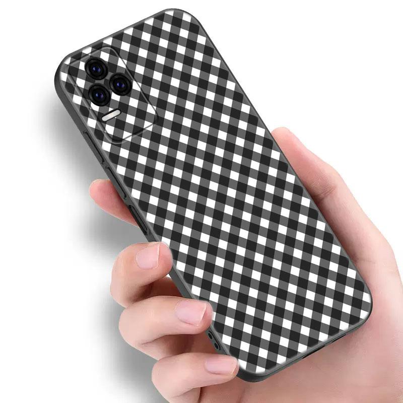 Czarne Białe Kraciaste Zebra Etui na Telefon Dla Xiaomi POCO F2 F3 M2 M3 M4 X3 X4 Pro NFC F4 GT 5G F1 X2 C3 C31 C40 M5S TPU Czarny Pokrowiec