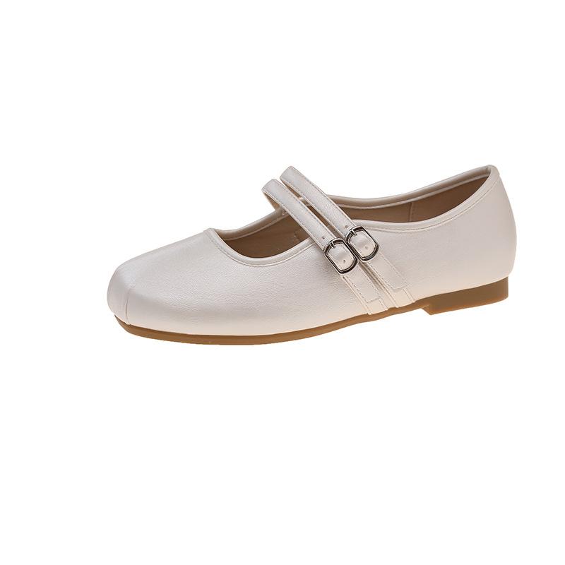 Internet celebrity explosion retro silver French flat bottom light mouth single shoes women's summer 2025 new with skirt Mary Jane shoes