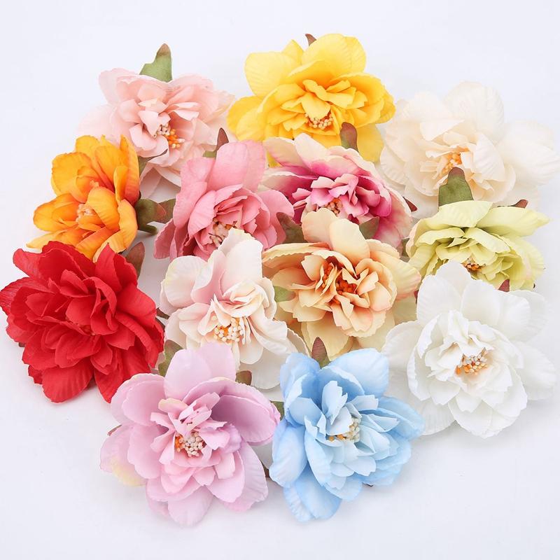 5Pcs Artificial Flowers 7.5cm Fake Flowers Heads for Home Room Dceor Garden Wedding Marriage Decoration Garland Gifts Accessory