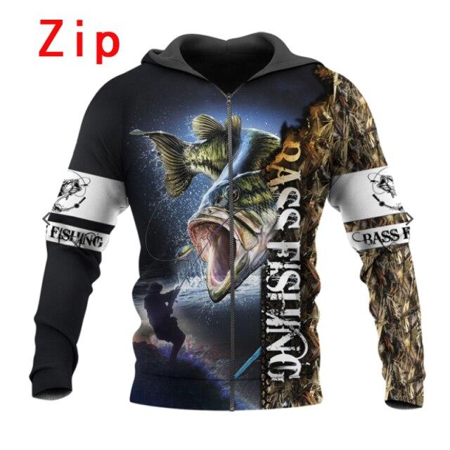3d bass fishing moletom com capuzs