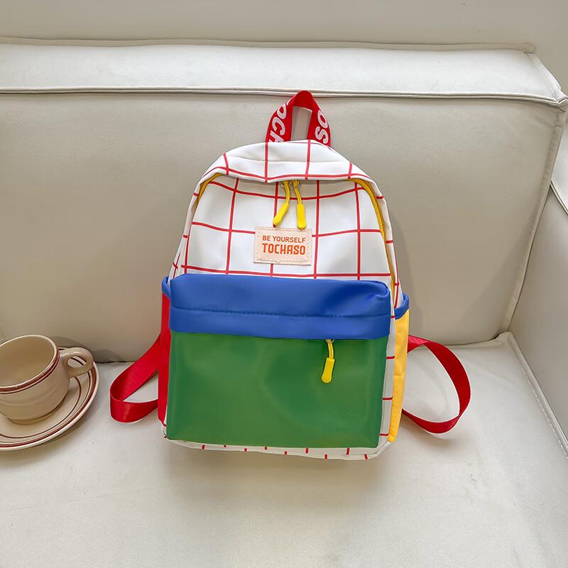 Li Shen Color Block Canvas Kids Backpack