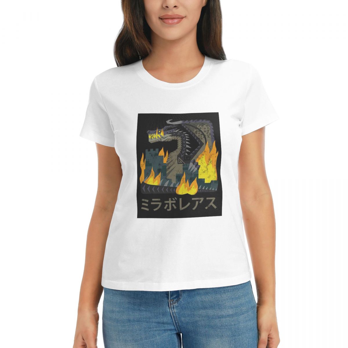 

Women TShirt Monster Hunter World Iceborne Nargacuga Kanji Icon Short Sleeve Tees ONeck T Shirts Clothes Tops Streetwear S