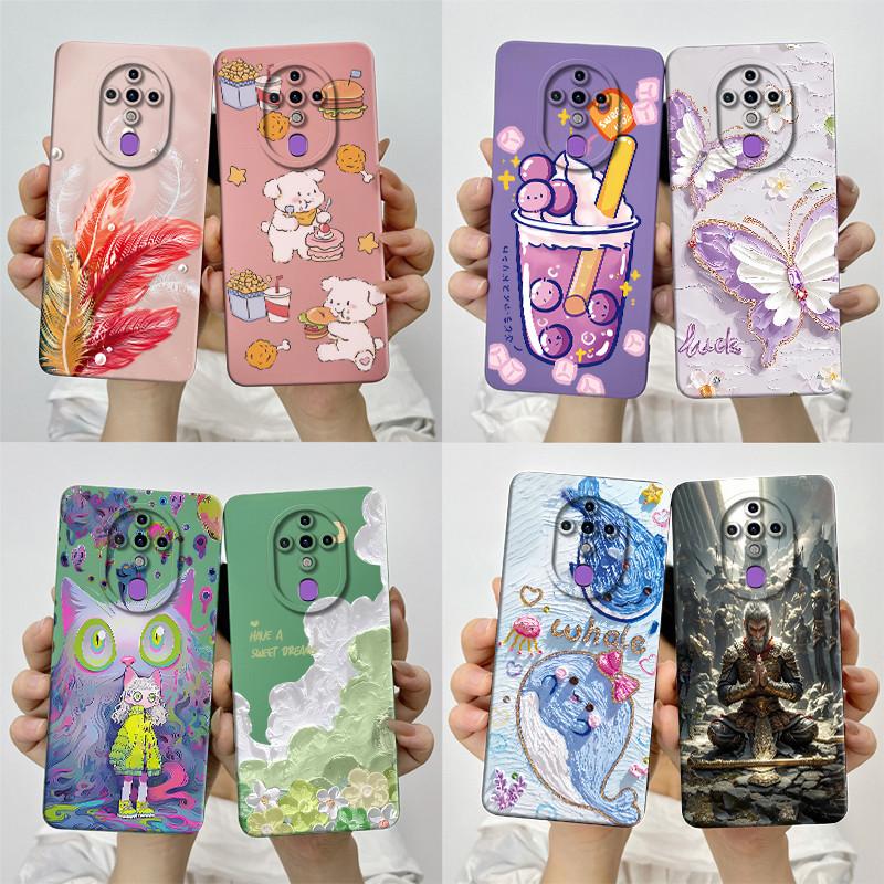 For Tecno Spark 6 KE7 Case Spark6 Silicone TPU Soft Phone Casing Sweet Painted Printed Shockproof Protective Back Cover
