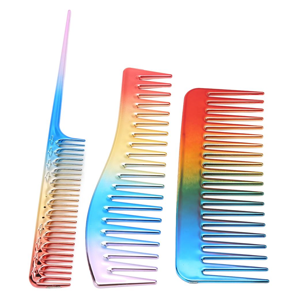 3PCS Hair Comb Set Hair Dressing Electroplate Styling for Household Hair Salon Barber