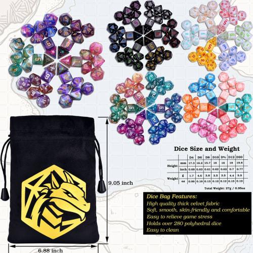 RPG Dice Set, 30 x 7-Die DND Polyhedral Dice (210 Pieces) with Large Drawstring Bag for Dungeons and Dragons Tabletop Roleplaying Games