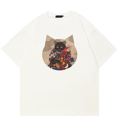 Streetwear Lustige Katze Unisex T-Shirt Baumwoll-T-Shirt Unisex Oberteile T-Shirts Sommer Kurzarm T-Shirt
