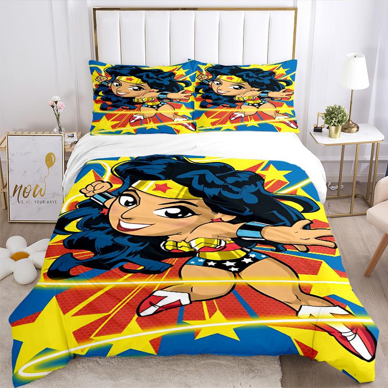 3pcs Wonder Woman, Superhero Cover Set,Soft Comfortable Duvet Cover,Guest Room (1*Duvet Cover + 2*Pillowcases, Without Core) Yy251024028