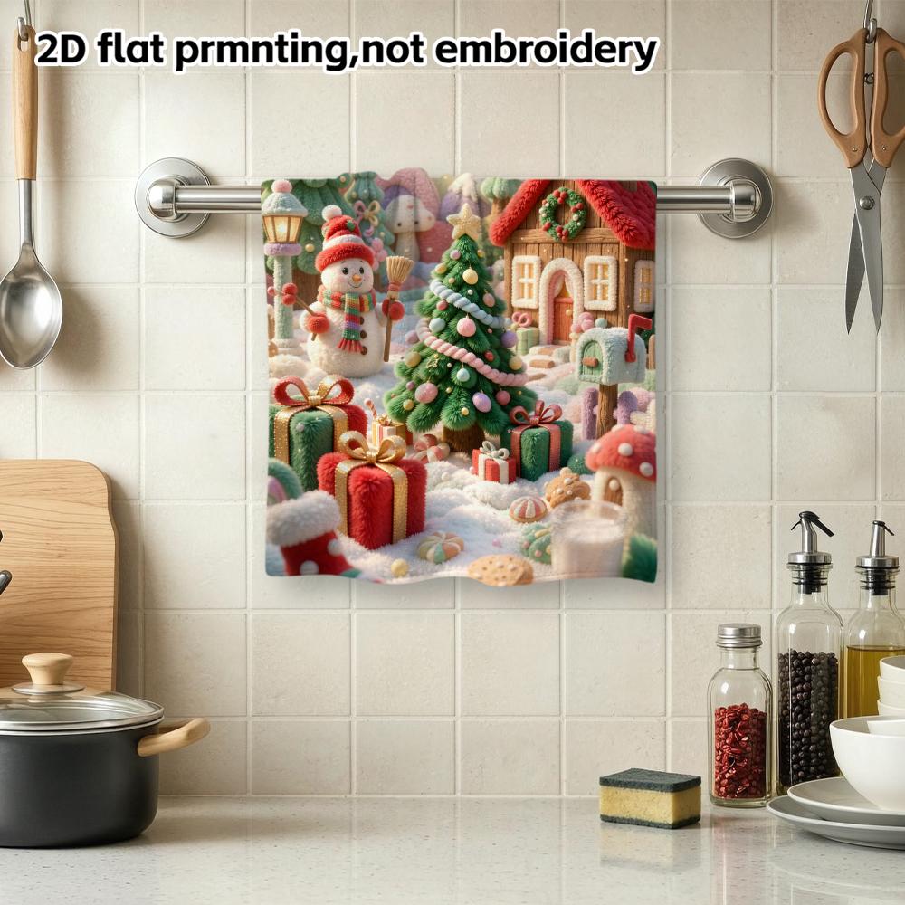 Christmas Snowy Town Bath Towel, Soft Absorbent Quick Dry Shower Towel, Snowman Xmas Gift Kids Bath Towel