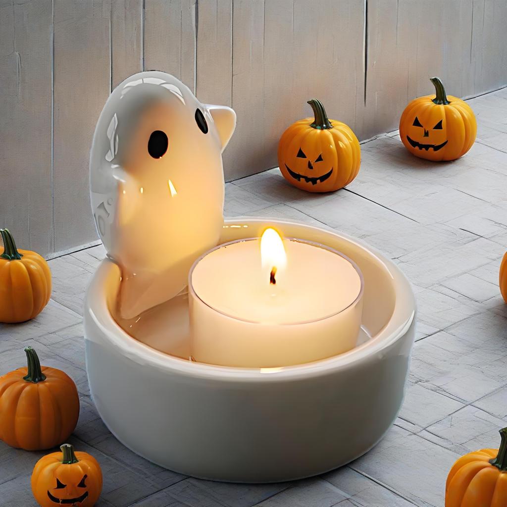 DIY Ghost Candlestick Silicone Mold: Creative Halloween Candle Holder, Resin Molds for Handmade 3D Ghost-Shaped Candle Holders