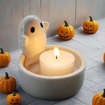 DIY Ghost Candlestick Silicone Mold: Creative Halloween Candle Holder, Resin Molds for Handmade 3D Ghost-Shaped Candle Holders