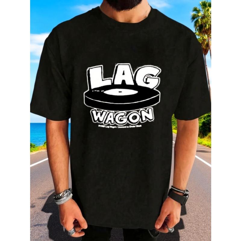 Lag wagon Футболка с логотипом группы и виниловой пластинкой для мужчин - Официальный мерч панк-группы, Свободный крой, Повседневная футболка для концертов, спортзала S чёрный