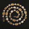 THE BLING KING 8mm Yellow Gem Chain White Opal Necklace Iced Out AAAAA Cubic Zirconia Bracelet For Men Women Hiphop Jewelry