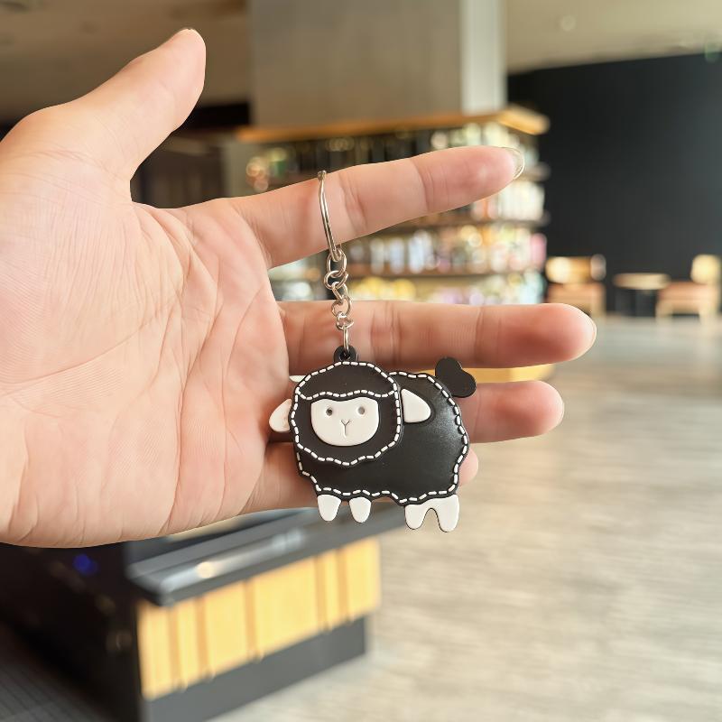 2/4Pcs Soft White Sheep Keychain Cartoon Pu Leather Pendant Durable Bag Charm For Women Car Key Holiday Gift