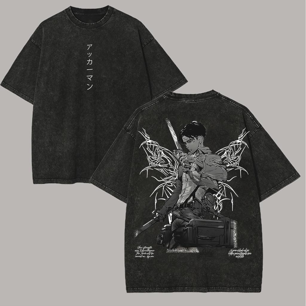 Attack on Titan Rival Manga T-shirt Cotton Soft Short Sleeve Tees Harajuku Fashion Washed Oversized T Shirt Men Women Clothing