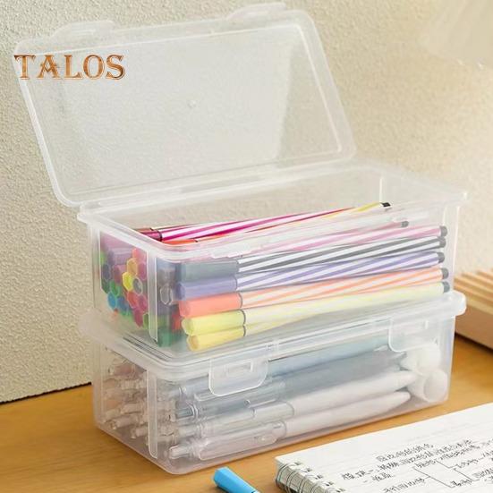 Pencil Box Extra Large Capacity Transparent Design Stackable Pencil Organizer Snap-on Lid Pencil Container