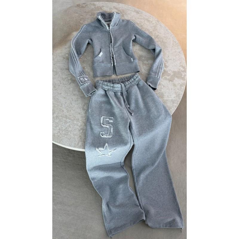 Tuta Streetwear Y2K Set Donna Felpa con Cappuccio Pantaloni della Tuta Stile Hip Hop Outfit Sportivo Casual