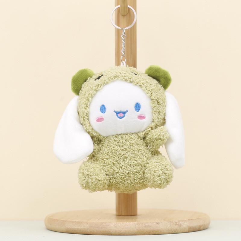 Adorable Plush Toy Cinnamon Dog Keychain Soft Pp Cotton Stuffed Animal In Pink