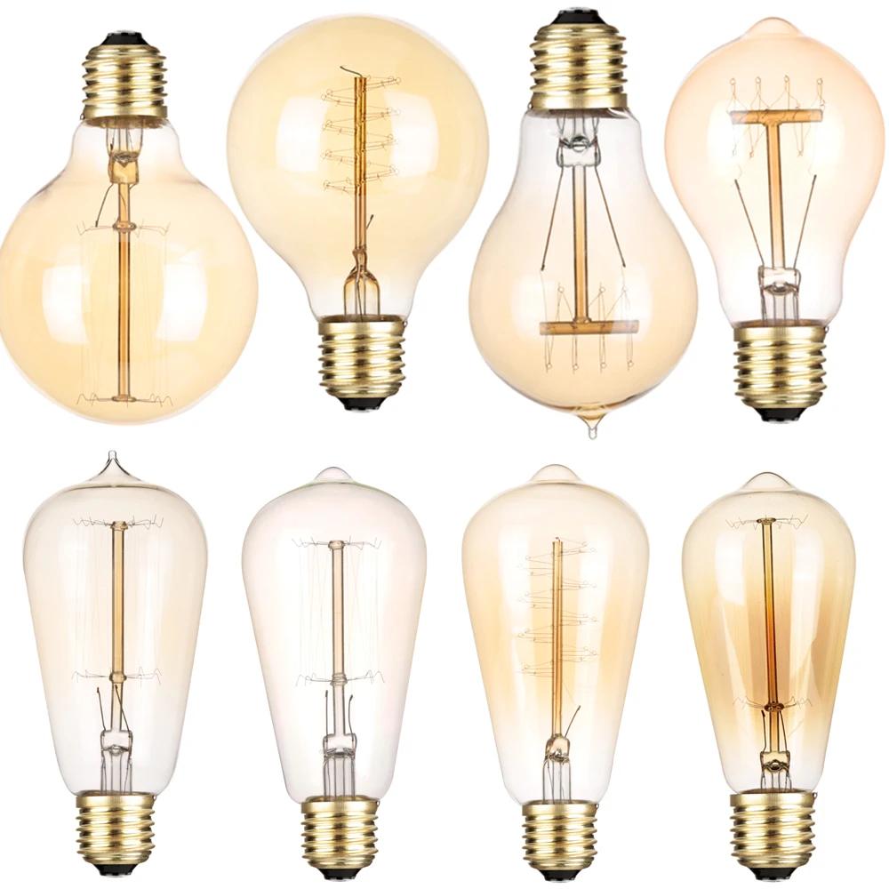 New Retro Edison Bulb Lamps E27 40W 220V 110V Bedroom Industrial Loft Vintage Light Bulb For Home Decor ST64 Lamp Screw Base