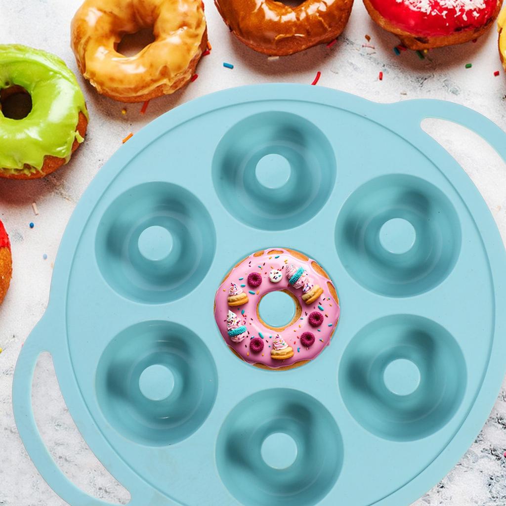 7-Cavity Silicone Donuts Baking Pan Food-Grade Flexible Non-Stick Mold for Home Professional Bakery Doughnut Cake Chocolate DIY
