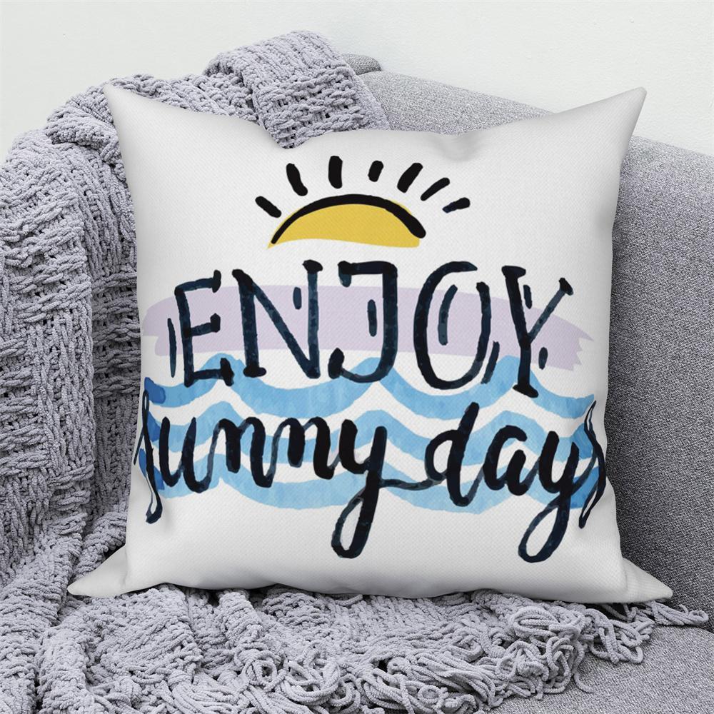 Home Sofa Office Cushion Pillowcase  Summer Vacation Alphabet Printed