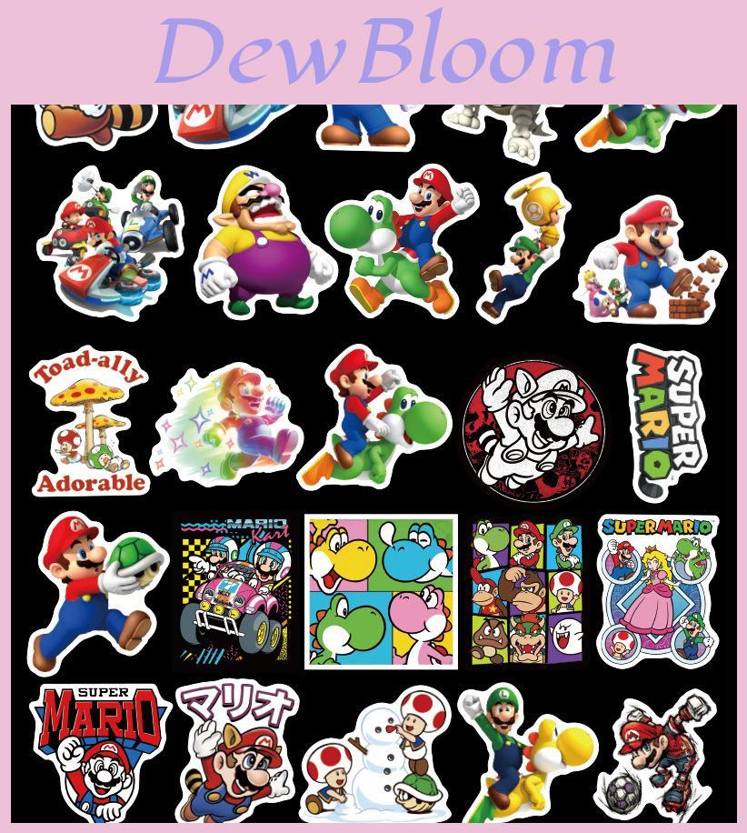 100 ks Super Mario Bros Princezna Kawaii Poznámkové Samolepky Odolné Voděodolné Sběratelské