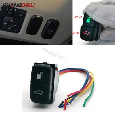 1PC LED Dual MomentarySwitch Fuel Tank Boot Switch Button With Cable for Mitsubishi Pajero V73 V93 Lancer Outlander ASX L200