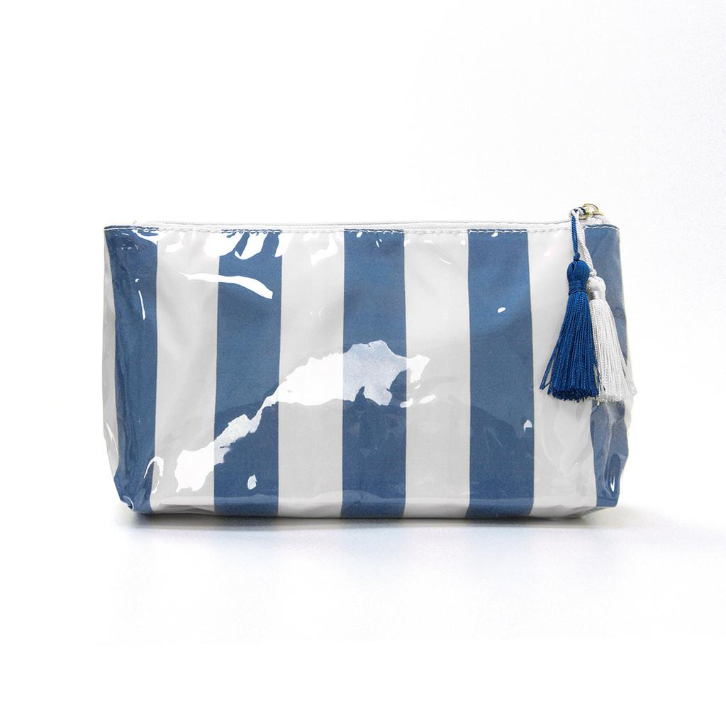 Modern Pvc Cosmetic Bag With Striped Design For Travel And Daily Use