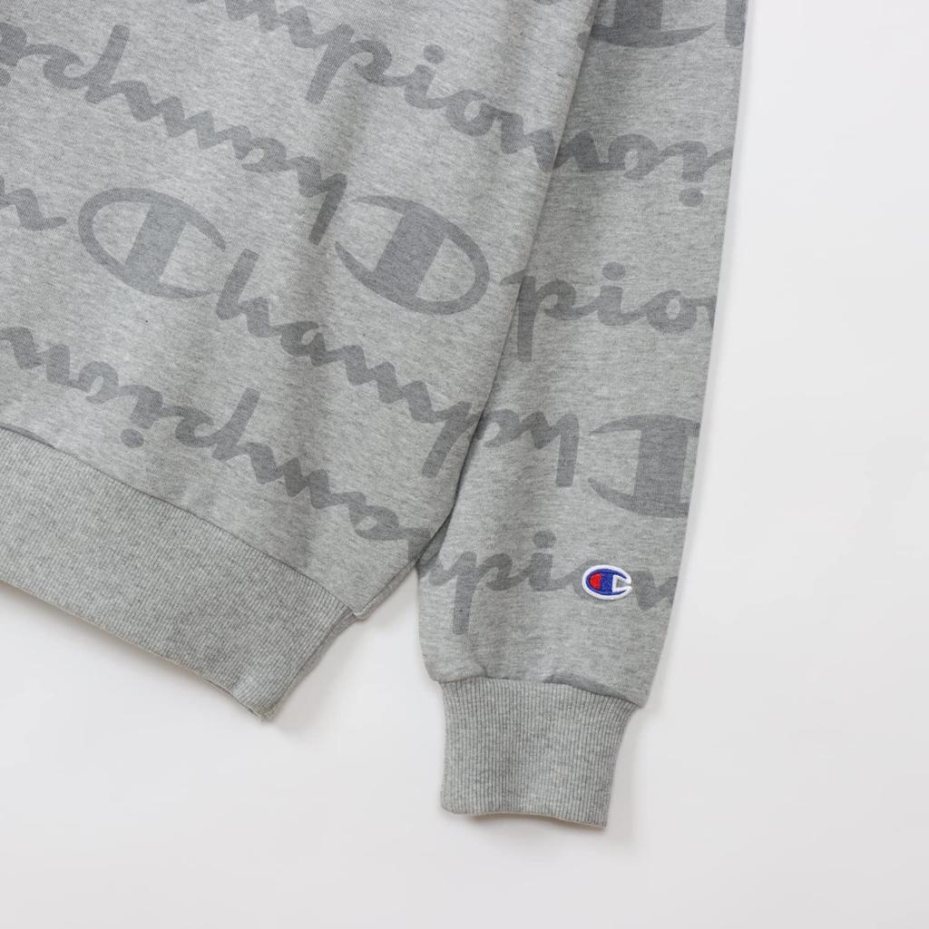 Champion Long Sleeve Crew Neck Sweatshirt with Cotton USA Oxford Size M Women's CW-YS002 Logo, Gray,