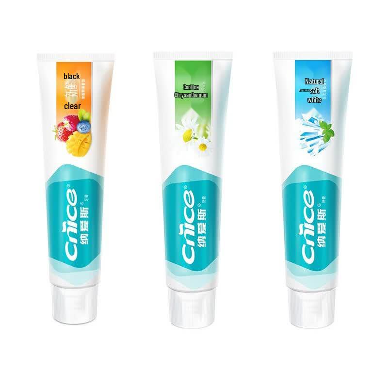 NICE Toothpaste 3-Pack: Fresh Fruit, Cool Ice Chrysanthemum, Salt White