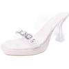 Fashion Versatile One-word Slippers for Women's Summer Wear 2025 New Transparent Crystal and Foreign Sexy High-heeled Sandals