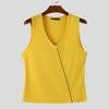 INCERUN Men V Neck Sleeveless Zip-up Casual Fitted Rib Tank Tops
