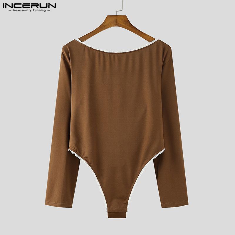 INCERUN Tute con cappuccio e maniche lunghe in pizzo da uomo