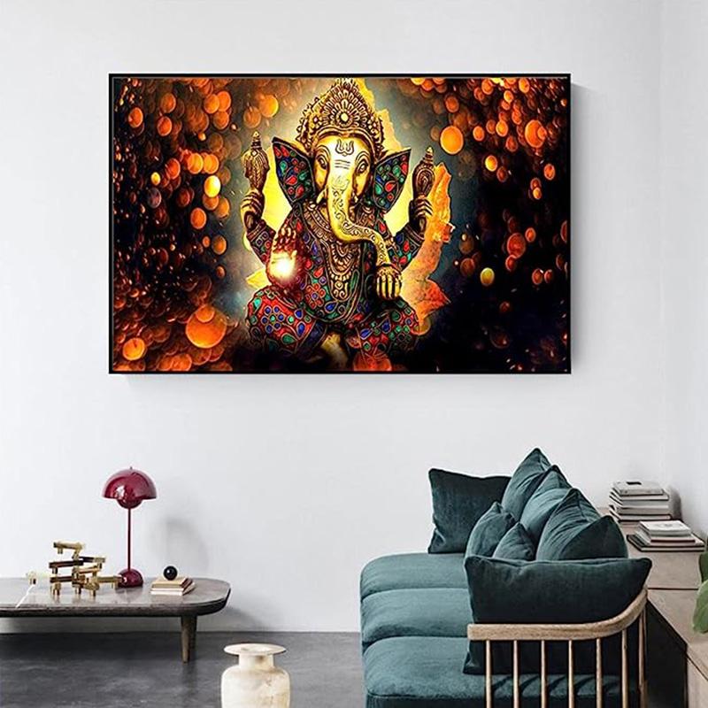 Lord Ganesha Leinwandgemälde an der Wand Kunst Poster und Drucke Hindu Götter Leinwand Kunst Bilder Ganesh Kunst Poster Wohnkultur
