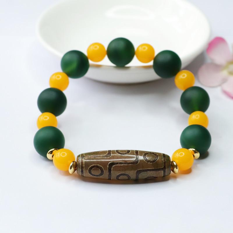 Juan Yu Schwarzer Achat & Neunäugige Dzi-Perle Armband MN3063001
