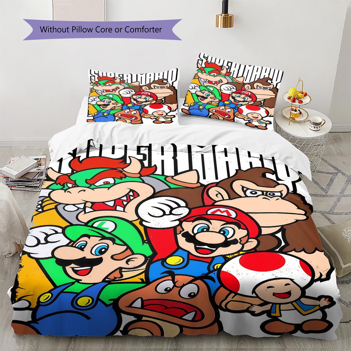 

Super Mario Game Print 3PCS Bedding Set Soft Comfortable Duvet Cover Set Kids Bedroom Home Textile Bed Decor 135x200cm