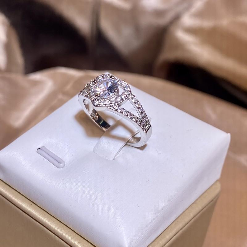 White Copper Jewelry Micro Insert Ring Ring Love Heart Ring Imitation Diamond Ring Women's Classic Style