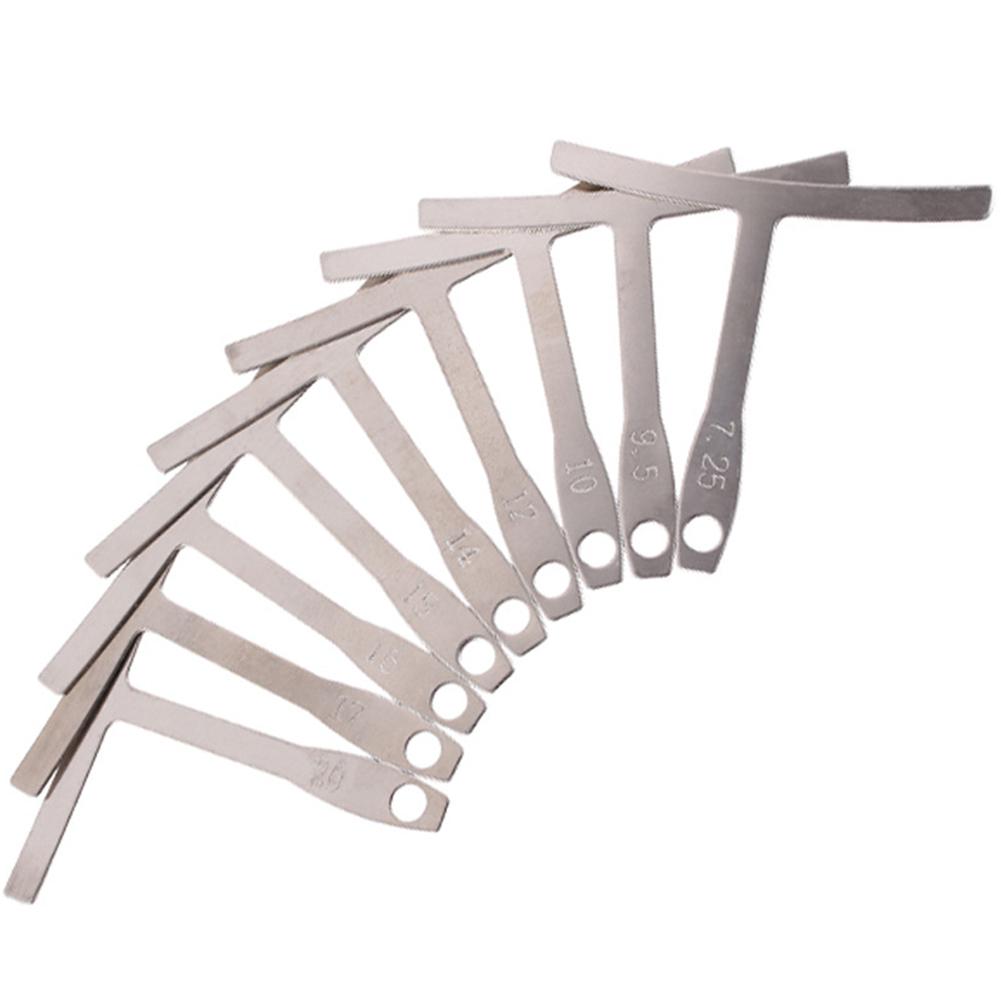 

9 шт. Набір вимірювачів радіуса гітари з нержавіючої сталі Т-подібний інструмент для створення гітари Luthier Tool для ремонту гітари Набір інструментів для басової музики Guitar Radius Gauge