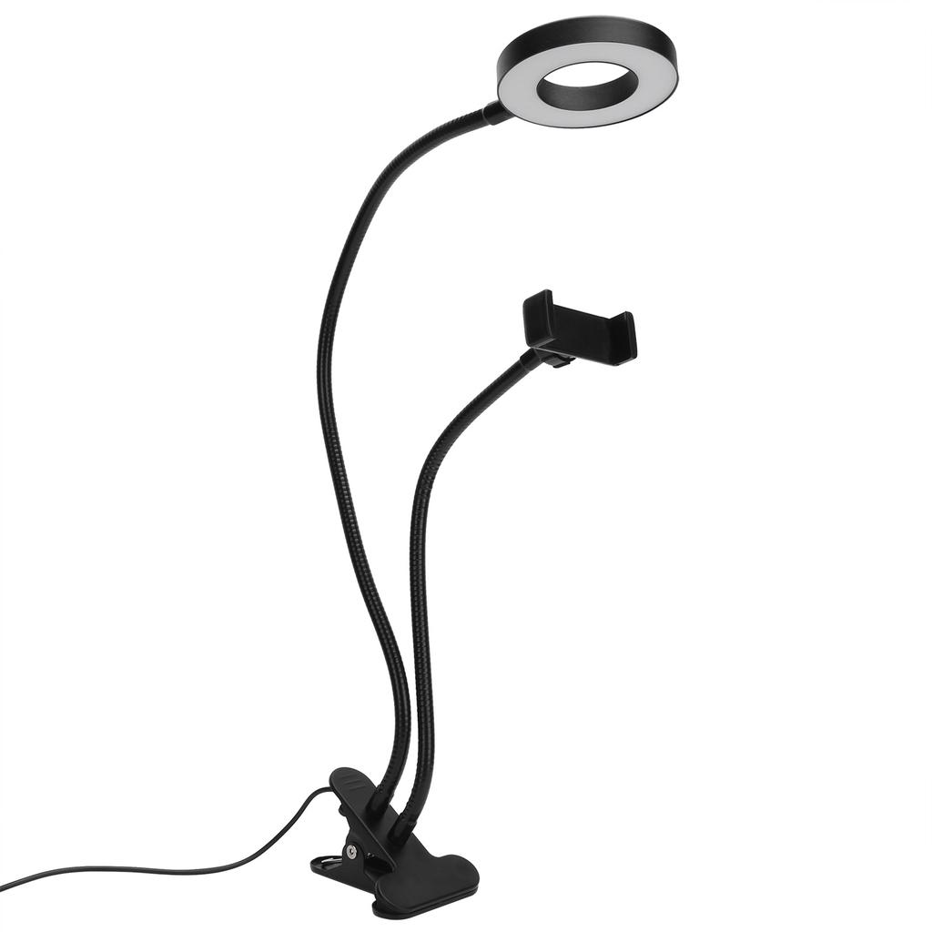 2in 1 LED Selfie Ringlicht mit Handyhalter Verstellbare Schreibtischlampe für Live-Stream