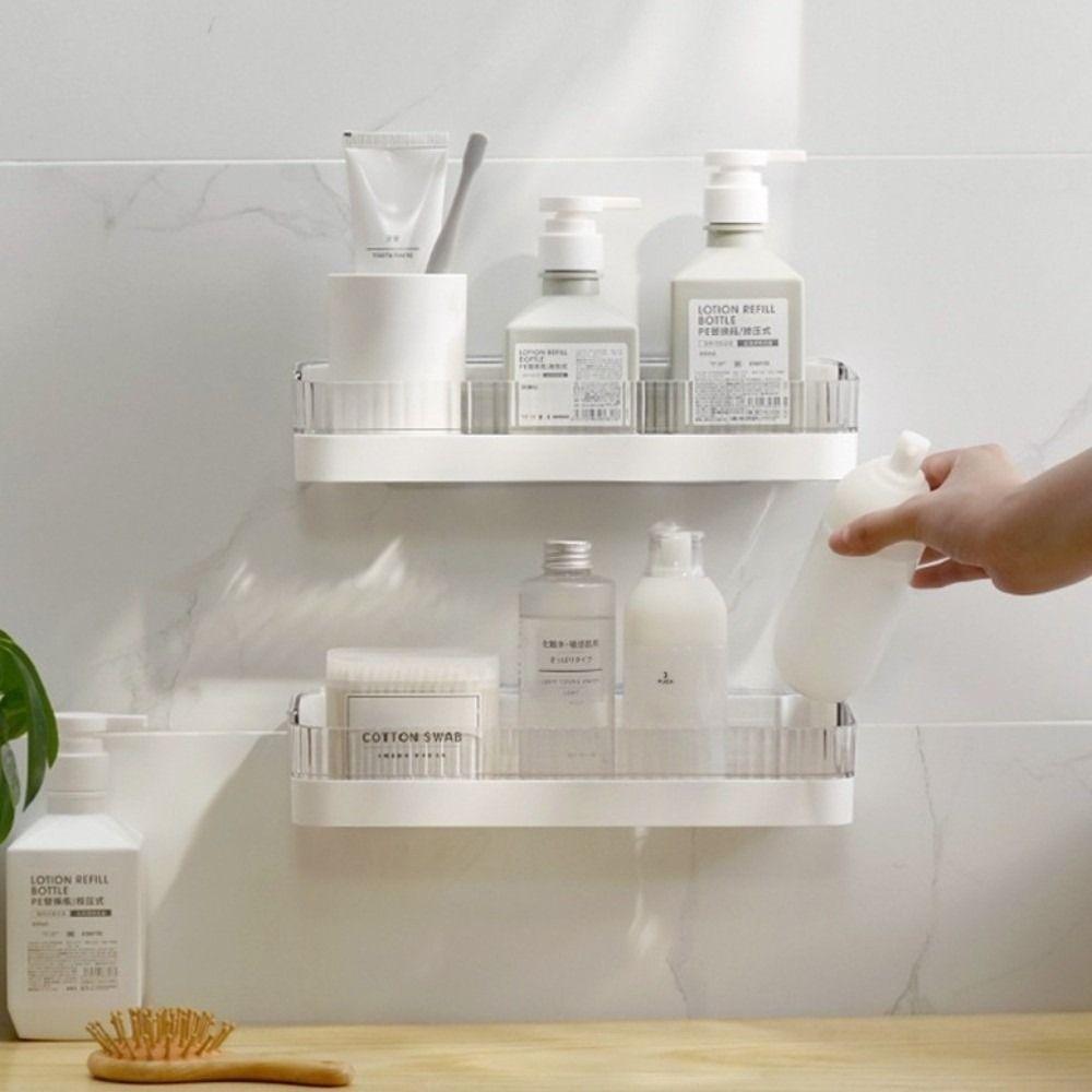 Plastic Bathroom Storage Rack No Nail Bathroom Shelf Toiletries Holder  for Shampoo