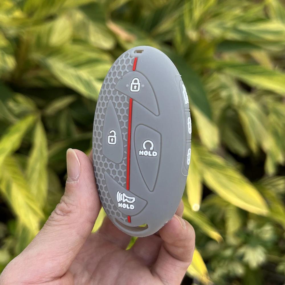 Silicone Car Key Case Holder Shell Soft Remote Cover Protector For Hyundai Ioniq 6 Grandeur Gn7 Kona Ev  Lonic 6 Keychain