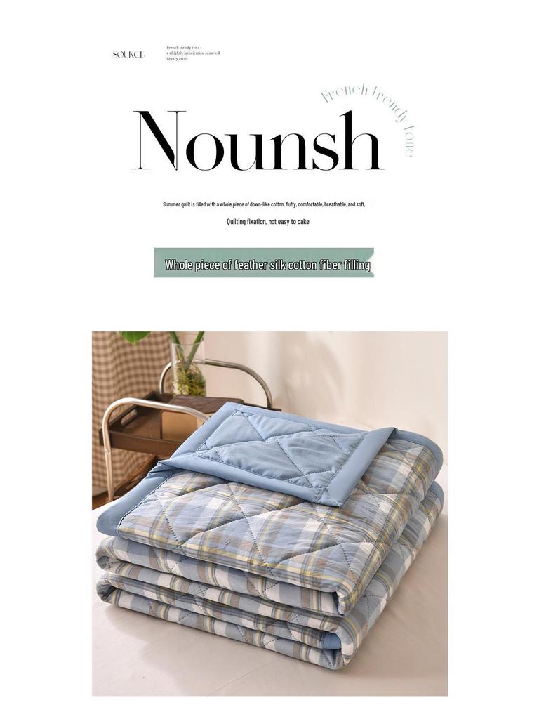 Plaid Cotton Ultrasonic Embossed Washed Summer Air Conditioning Quilt Gift