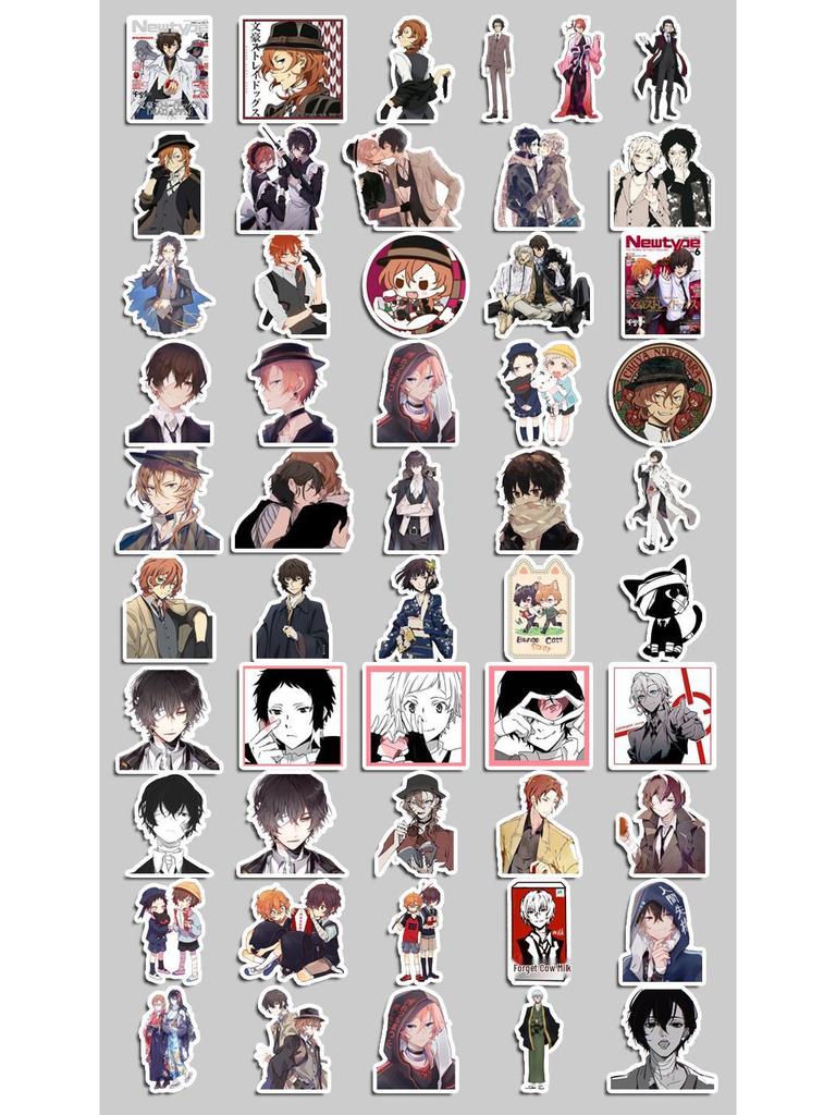 Bungo Stray Dogs Waterproof Laptop & Suitcase Stickers - 50 Sheets, No Residue, DIY Photo Album Decor.