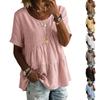 Modisches lässiges Damen-Oberteil mit Rundhalsausschnitt, Patchwork, kurzen Ärmeln und lockerem Schnitt