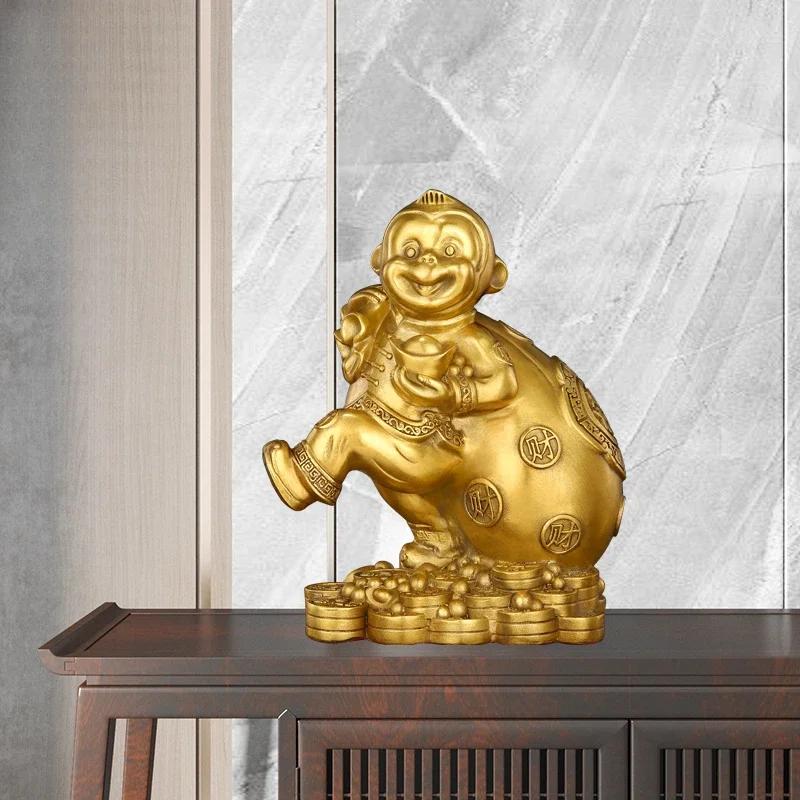 1pc Chinese Style Metal Monkey Ornament Zodiac Monkey Ornament Living Room Home Decor Housewarming Gift Feng Shui Accessories