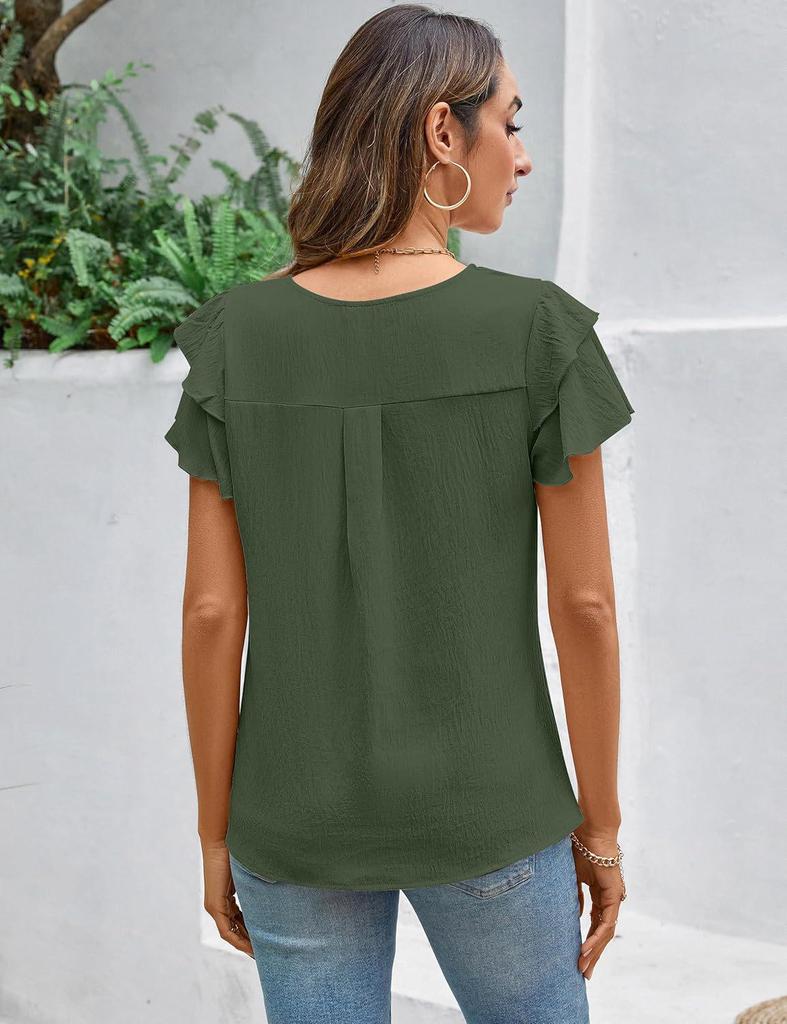 2025 Women's Spring/Summer Casual Pleated Short-Sleeve Pullover T-Shirt.